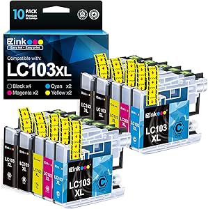 E-Z Ink (TM Compatible Ink Cartridge Replacement for Brother LC103XL Ink Cartridges LC103 XL LC103BK LC101 LC 103 to Use with MFC-J870DW MFC-J470DW MFC-J6920DW MFC-J6520DW MFC-J450DW (10 Pack)