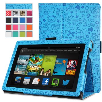 MoKo Amazon Kindle Fire HD 7 2013 Case - Slim Folding Cover Case for Fire HD 70 Inch 3rd Generation Tablet Cutie Charm BLUE With Smart Cover Auto Wake  Sleep