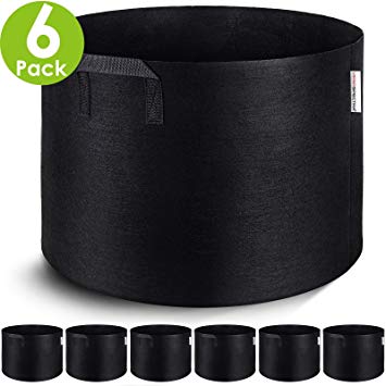 VIPARSPECTRA 6-Pack 20 Gallon Grow Bags - Thickened Nonwoven Aeration Fabric Pots Container with Heavy Duty Durable Handles for Garden Indoor Plants