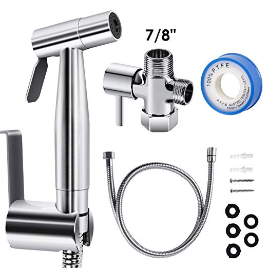 FREDI Handheld Bidet Toilet Sprayer,Stainless Steel Sprayer Attachment with Hose for Feminine Wash, Baby Diaper Cloth Washer Stainless Steel Cleaner and Shower Sprayer for Pet,Wall or Toilet Mount