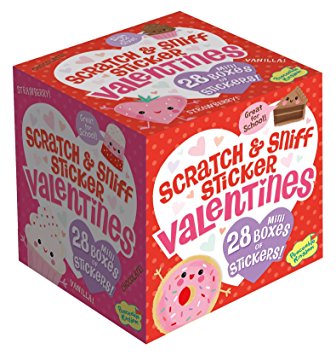 Peaceable Kingdom Valentine Treats 28 Pack of Sign & Give Scratch & Sniff Valentine Sticker Boxes