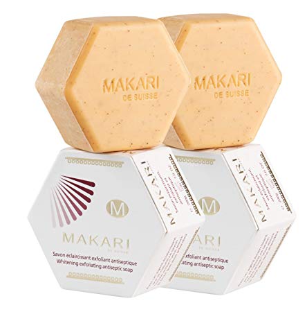 Makari Classic Whitening Exfoliating Antiseptic Soap 7 oz. – Cleansing & Moisturizing Bar Soap for Face & Body – Brightens Skin & Fades Dark Spots, Acne Scars, Blemishes & Hyperpigmentation – 2 PACK