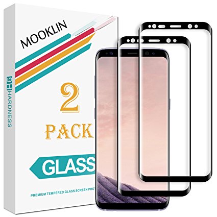 [2 Packs] MOOKLIN Samsung Galaxy S8 Screen protector, 3D HD[Full Coverage] Anti-Scratch Ultra-Clear Tempered Glass for Samsung Galaxy S8