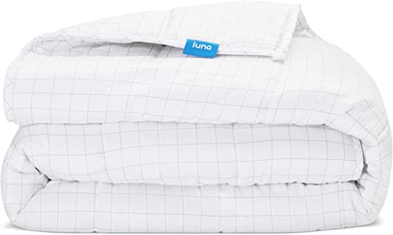 Luna Weighted Blanket for Adults | Individual Use , Double/King - 152x203cm - 9kg (20lbs),100% Oeko-Tex Natural Cooling Cotton & Glass Beads | Heavy Cool Weight,Boxed - Grey/White