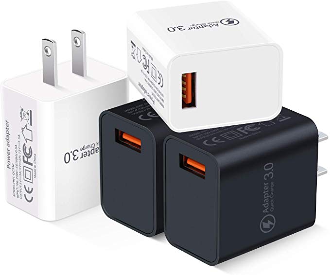 Quick Charge 3.0 Adapter, Besgoods 4-Pack 18W QC 3.0 Wall Charger Block Travel Phone Charger USB Plug Compatible with Wireless Charger, Samsung Galaxy S9 S8/ Note 8 9, iPhone, iPad, LG G6 / V30, HTC
