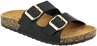 ANNA Women's Casual Buckle Straps Sandals Flip Flop Platform Footbed