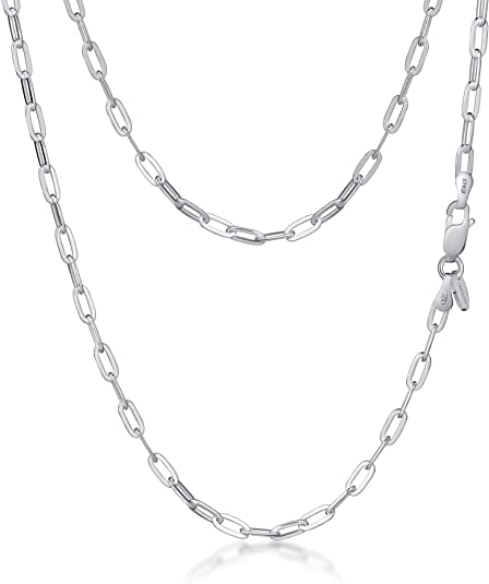 Amberta Women's 925 Sterling Silver Paperclip Chain