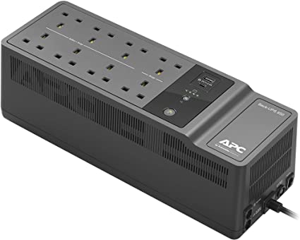 APC BACK-UPS ES - BE850G2-UK - Uninterruptible Power Supply 850VA (8 Outlets, Surge Protected, 2 USB Charging Ports)