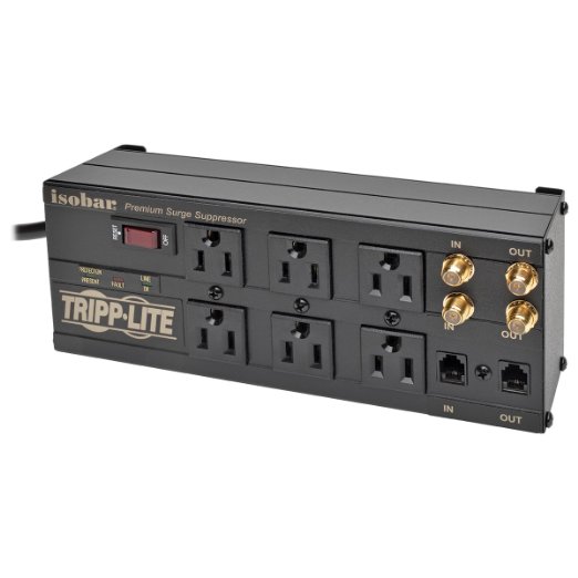 Tripp Lite Isobar 6 Outlet Surge Protector Tel/Coax/Modem 6ft Cord Right Angle Plug (ISOBAR6DBS)