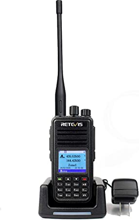 Retevis RT3S Dual Band DMR Radio, Digital Analog 2 Way Radio with GPS, 3000 Channels 10000 Contacts, 2000 mAh Rechargeable Battery, Long Range Handheld Walkie Talkie for Camping Hiking (Black 1 Pack)