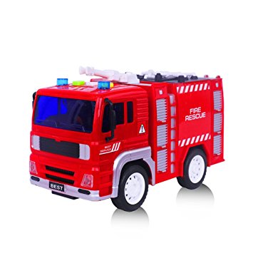 Fire Truck Toys with Lights and Sounds Extendable Ladder Mini Firetruck Toy for Kids