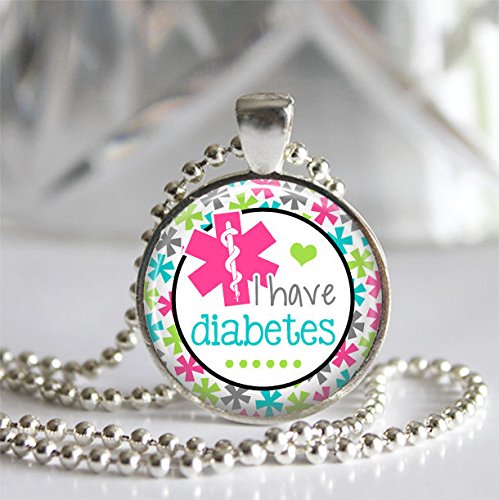 I Have Diabetes Silver Bezel Glass Tile Pendant Necklace