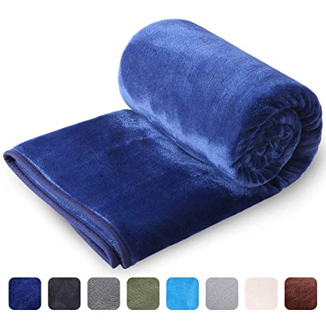 LEISURE TOWN Soft Blanket Queen Size All Season Fleece Blankets Lightweight Warm, Luxury Cozy Plush Throw Blanket for Sofa Bed Couch, 90 by 90 Inches, Royal Blue