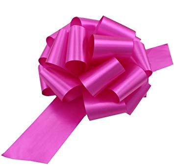 Large Hot Pink Fuchsia Pull Bows - 9" Wide, Set of 6, Breast Cancer Awareness Ribbon, Fight Like a Girl, Survivor Love, Christmas Presents, Wedding Decorations