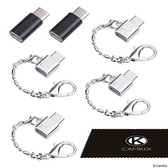 Micro USB to USB C Adapter (4X Compact with Key Chain   2X Normal) - Allows Charging and Data Transfer for Your USB C Device - Simply Connect Your Micro USB Charging/Data Cable to The USB C Adapter