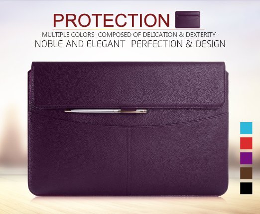 Surface Pro 4 Sleeve Case Surface Pro 3 Sleeve Case Fyy Premium PU Leather Sleeve Case with Pockets for Microsoft Surface Pro 4  Surface Pro 3  ASUS Transformer Book T300 Chi with exquisite stylus for free Purple