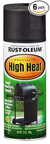 Rust-Oleum 7778830-6 PK Specialty High Heat 7778830 Bar-B-Que Spray Paint, 12 oz, Black, 6-Pack