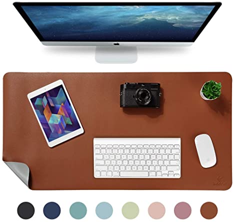 Knodel Desk Pad, Office Desk Mat, 40cm x 80cm PU Leather Desk Blotter, Laptop Desk Mat, Waterproof Desk Writing Pad for Office and Home, Dual-Sided (Brown)