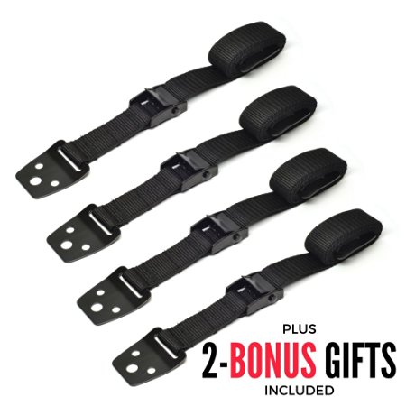Anti Tip Furniture and TV Straps, Very Durable Child/Earthquake Proof Flat Screen Television Anchor Design, Mounting Hardware Included (4 Straps, Black Color)