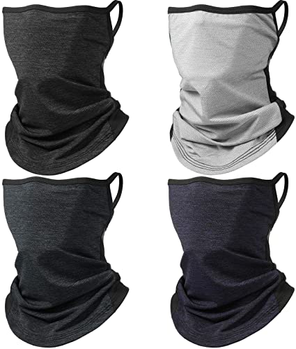 4 Pieces Bandanas Face Scarf Ear Loops Face Rave Cover Balaclava Neck Gaiter for Women Men Outdoors Sports