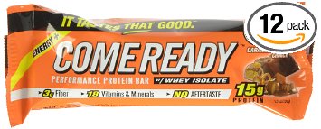 Come Ready Protein Bars, Caramel Pretzel Crunch, Mid Size, 1.76 Ounce (Pack of 12)
