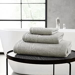 Vera Wang - Bath Towels Set, Luxury Cotton Bathroom Decor, Highly Absorbent & Medium Weight (Sculpted Pleat Medium Grey, 6 Piece)