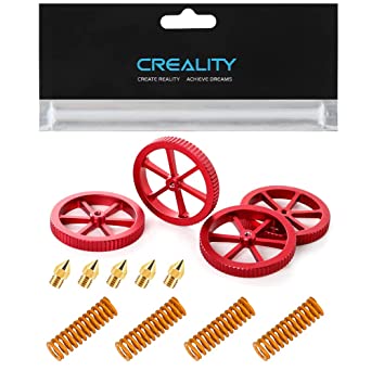 Official Creality Metal Leveling Nuts with 20mm Die Springs and 0.4mm Nozzles, Red Hand Twist Nuts Set for Ender 3/3 Pro/3 V2/3 Max, Ender 5/5 Plus/ 5 Pro, CR 10 Series 3D Printer Bed