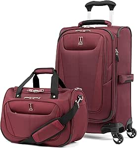 Travelpro Maxlite 5 Softside Expandable Luggage with 4 Spinner Wheels/Soft Underseat Tote, Lightweight Suitcase, Men and Women, Burgundy, 2-Piece Set (Tote/20)