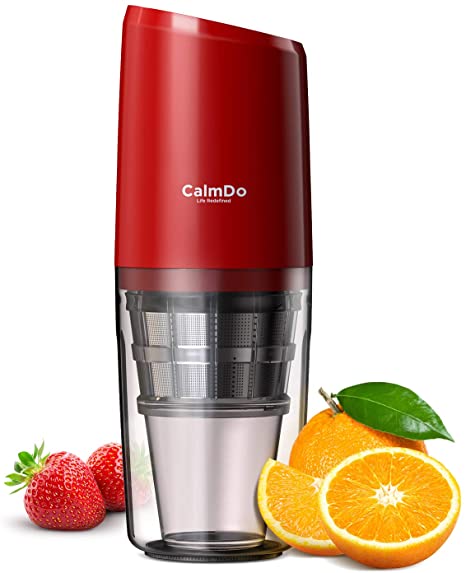 Masticating Juicer, CalmDo Portable Slow Juicer Machine, PJ801 Juicer Extractor with Reverse Function, USB Rechargeable