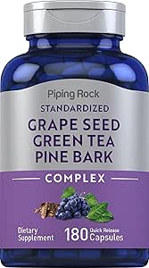 Piping Rock Grape Seed, Green Tea & Pine Bark Complex | 180 Capsules | Standardized Extract | Non GMO, Gluten Free Supplement