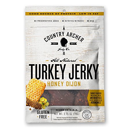 Country Archer Gluten/Antibiotic Free Turkey Jerky, Honey Dijon, 2.75 Ounce