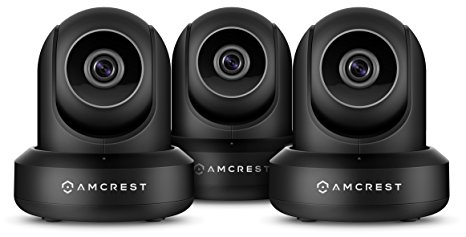 3-Pack Amcrest ProHD 1080P WiFi/Wireless IP Security Camera Pan/Tilt, 2-Way Audio, Optional Cloud Recording, Full HD 1080P 2MP, Super Wide 90° Viewing Angle, Night Vision, IP2M-841 (Black)