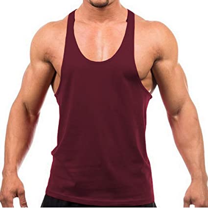 YAKER Men's Gym Tank Tops Y-Back Workout Muscle Tee Athletic Workout Fitness Vest T-Shirts