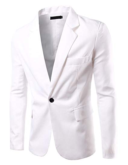 Pishon Men's Slim Fit Blazer Jacket Solid Cotton Casual One Button Sport Coats