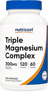 Nutricost Triple Magnesium Complex (300mg Magnesium, 120 Capsules) - Magnesium from Di-Magnesium Malate, Magnesium Bisglycinate, and Magnesium Citrate, 60 Servings