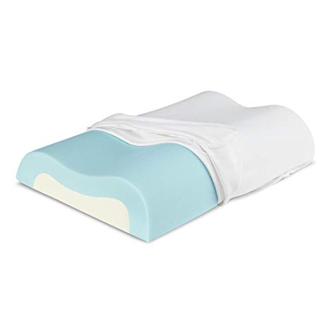 Sleep Innovations Cool Contour Memory Foam Pillow with Soft Microfiber Cover, Made in The USA with a 5-Year Warranty - Standard Size