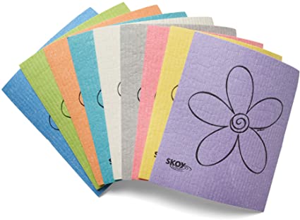 Skoy Cloth - 8 Pack - Eco-Friendly Swedish Dishcloth - Assorted Colors/Flower Design - Plastic Free Packaging…