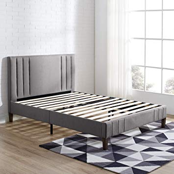 Classic Brands DeCoro Chicago Channel Tufted Upholstered Platform Bed | Headboard and Wood Frame with Wood Slat Support, Queen, Peyton Slate