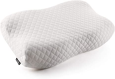 HOKEKI Ergonomic Cervical Support Pillow,Contour Memory Foam Bed Pillows for Neck Pain Relief,for Side Sleepers,Back and Stomach Sleepers,Washable Zippered Soft Cover Included-White(Standard Size)