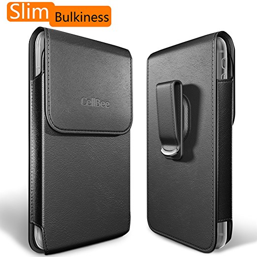 Dreo [CellBee Series] Universal PU Leather Heavy Duty Vertical Cellphone Holster Case with Belt Clip for Smartphones (Slim Bulkiness)