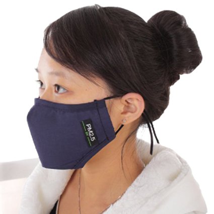 ZWZCYZ 2014 New Unisex Adult PM 25 pollen dust mask Washable Activated carbon filter into Three-dimensional cotton masks Navy Blue