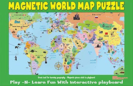 Ata-Boy Magnetic World Map Play-n-Learn Puzzle Board