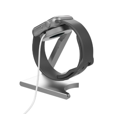 ELECLOVER Foldable Aluminum Apple Watch Charging Stand Cradle, Aluminum Alloy Holder, Silver