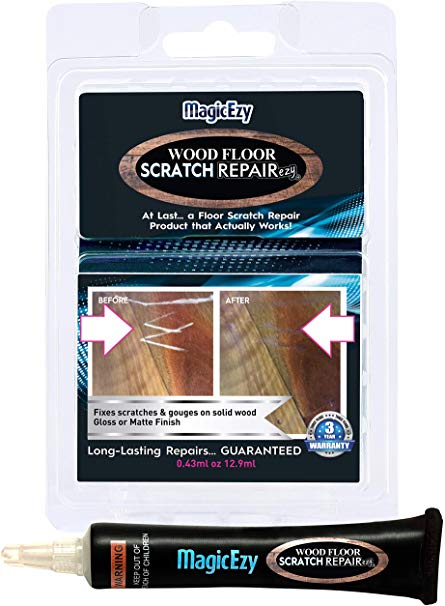 MagicEzy Wood Floor Scratch Repairezy™: Repair Scratches and Gouges in Wooden Polished Floorboards and Trims. Virtually Undetectable. Long-Lasting. Gloss or Matte Finish (Clear)