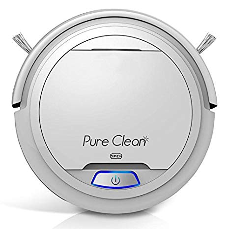 PureClean Automatic Robot Vacuum Cleaner - Bot Self Detects Stairs - HEPA Filter Pet Hair Allergies Friendly Robotic Auto Home Cleaning for Clean Carpet Hardwood Floor