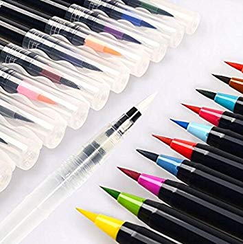 EMPEG 24 Premium Watercolor Soft Brush Pens plus BONUS Watercolor Pen included - Flexible Tip Painting Brush, Water Coloring Marker Pens for Children Adult Coloring Books, Manga, Comic, Calligraphy
