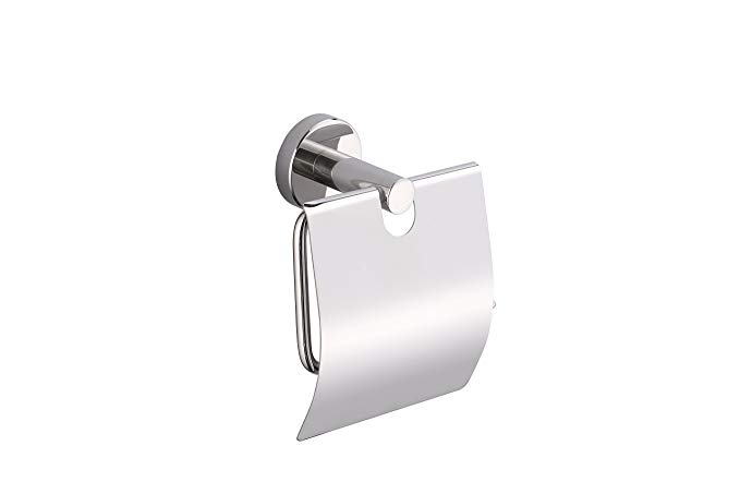 KTY Stainless Steel Toilet Paper Holder Single Roll with Cover, Polished SUS304 Stainless Steel