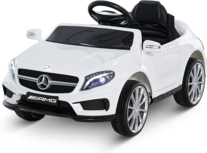 HOMCOM Voiture électrique Mercedes Benz GLA pour enfant de 3 ans avec télécommande, MP3 USB, lumières et sons, ouverture de portes, charge maxi 30 kg, dimensions 100 x 58 x 46 cm blanc