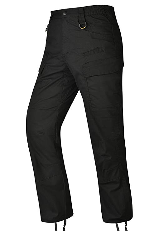 HARD LAND Men’s Waterproof Tactical Pants Ripstop Lightweight Work Cargo Pants with Elastic Waist BDU