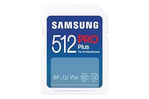 SAMSUNG PRO Plus Full Size 512GB SDXC Memory Card, Up to 180 MB/s Reads/Writes, Full HD & 4K UHD, UHS-I, C10, U3, V30 for DSLR, Mirrorless Cameras, PCs, MB-SD512S/APC